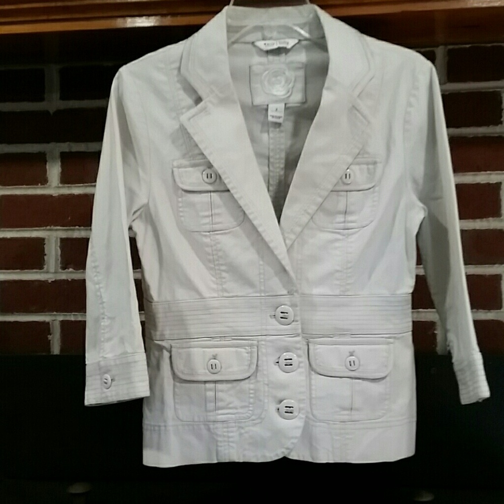 WHBM Cream Denim Blazer